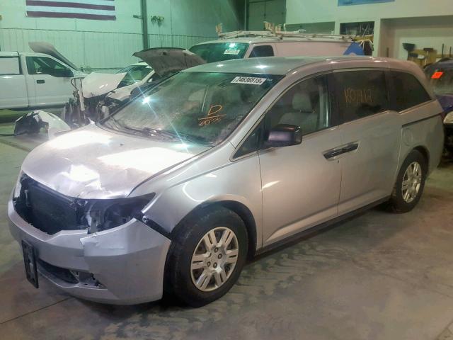 5FNRL5H20CB006033 - 2012 HONDA ODYSSEY LX SILVER photo 2