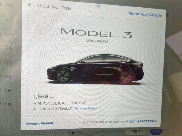 5YJ3E1EA6JF016065 - 2018 TESLA MODEL 3 BLACK photo 8