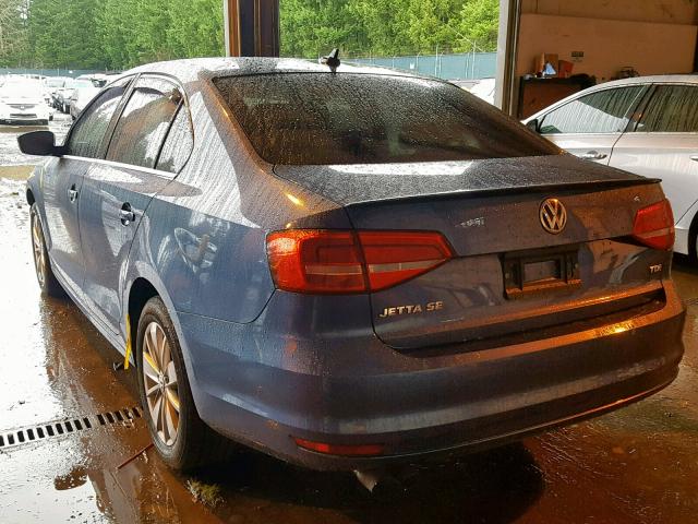 3VW3A7AJ6FM291066 - 2015 VOLKSWAGEN JETTA TDI BLUE photo 3