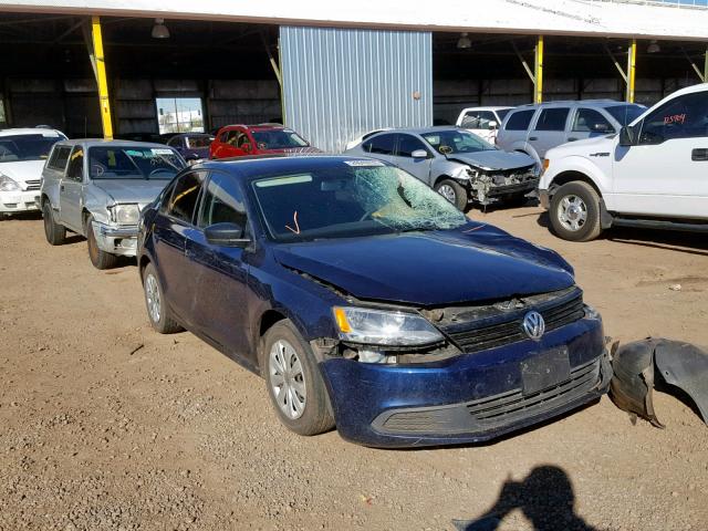 3VW2K7AJ1EM392894 - 2014 VOLKSWAGEN JETTA BASE BLUE photo 1