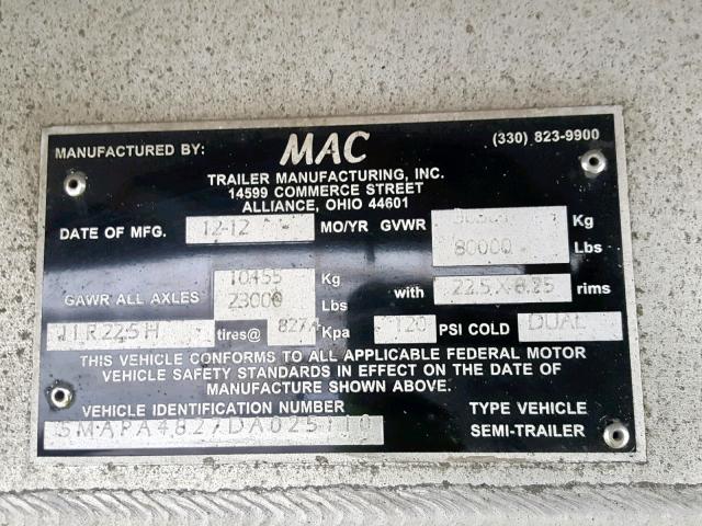 5MAPA4827DA025110 - 2013 MACK TRAILER SILVER photo 10