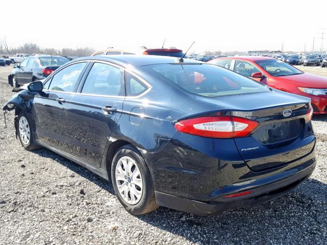 3FA6P0G76ER266015 - 2014 FORD FUSION S BLUE photo 3