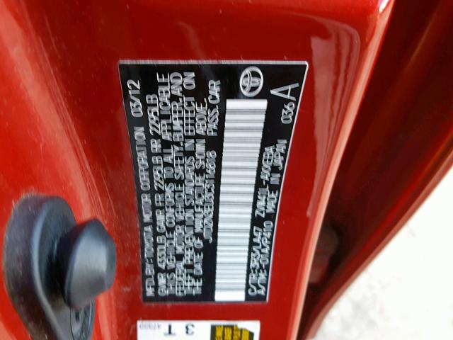 JTDZN3EU3C3116818 - 2012 TOYOTA PRIUS V RED photo 10