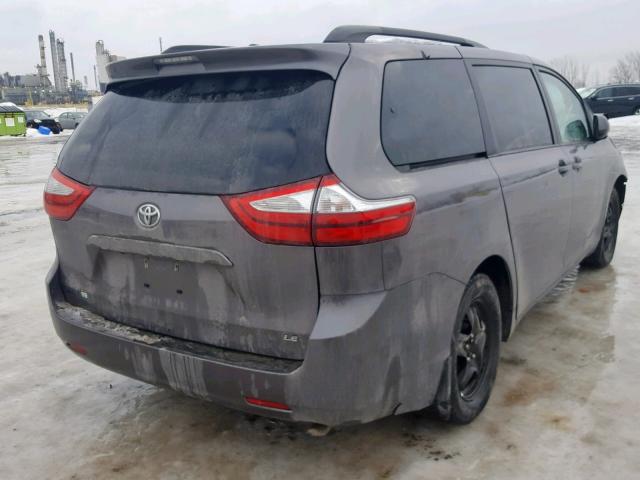 5TDKK3DCXGS765961 - 2016 TOYOTA SIENNA LE CHARCOAL photo 4