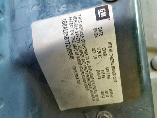 1G8AL55B77Z109848 - 2007 SATURN ION LEVEL GRAY photo 10