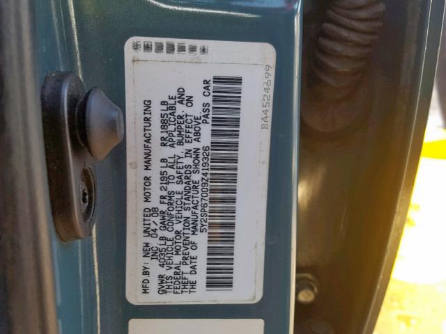 5Y2SP67009Z419326 - 2009 PONTIAC VIBE TEAL photo 10