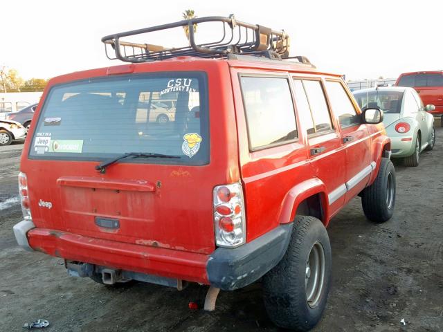 1J4FF48S2YL115578 - 2000 JEEP CHEROKEE S RED photo 4
