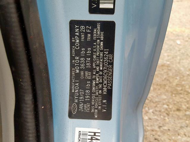 KMHCM36C97U036241 - 2007 HYUNDAI ACCENT GS BLUE photo 10