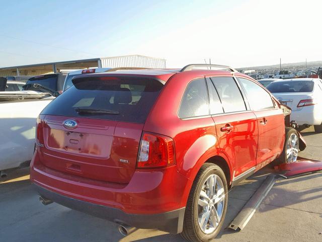 2FMDK3JCXCBA80279 - 2012 FORD EDGE SEL RED photo 4