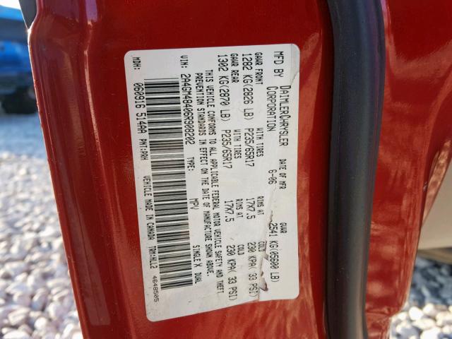 2A4GM48406R908202 - 2006 CHRYSLER PACIFICA RED photo 10