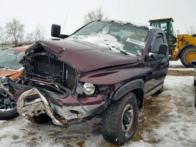 3D7KS26D85G716856 - 2005 DODGE RAM 2500 S MAROON photo 2