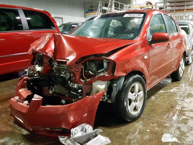 KL1TG56687B106803 - 2007 CHEVROLET AVEO LT RED photo 2