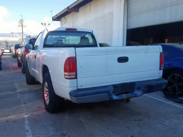 1B7GL26X11S176342 - 2001 DODGE DAKOTA WHITE photo 3