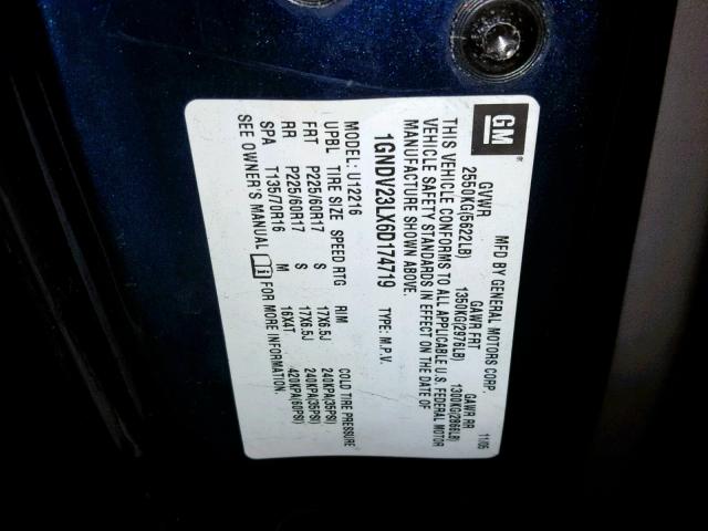 1GNDV23LX6D174719 - 2006 CHEVROLET UPLANDER L Mavi foto 10