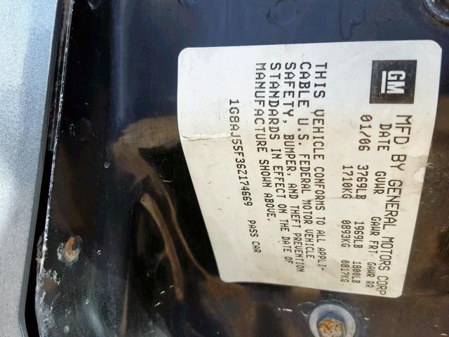 1G8AJ55F36Z174669 - 2006 SATURN ION LEVEL GRAY photo 10