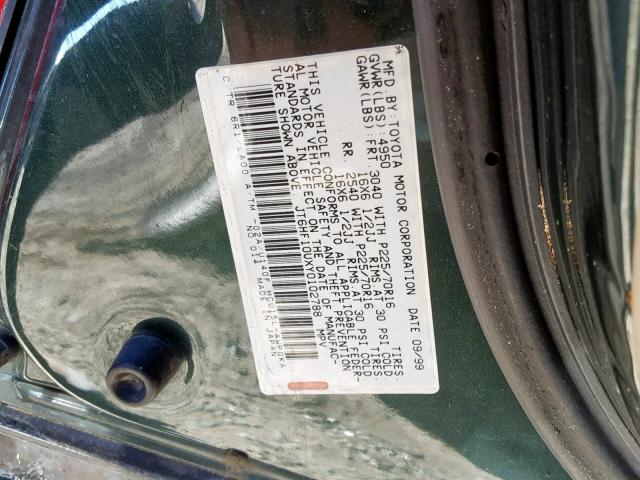 JT6HF10UXY0102788 - 2000 LEXUS RX 300 GREEN photo 10