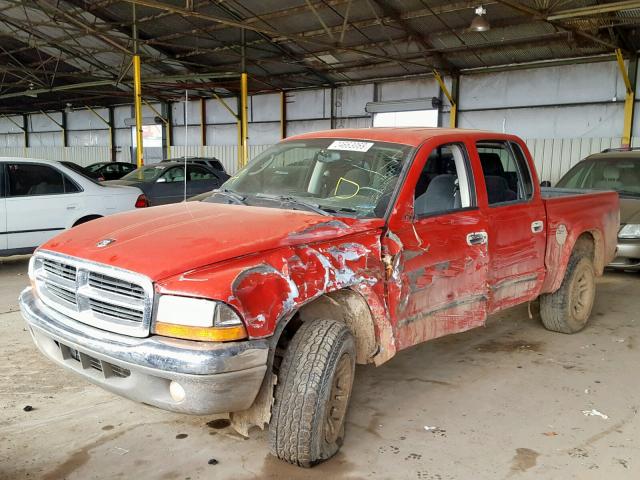 1D7HG48N24S695815 - 2004 DODGE DAKOTA QUA RED photo 2