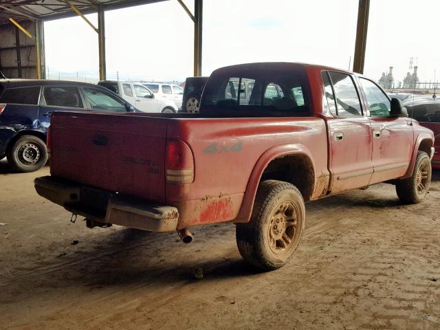 1D7HG48N24S695815 - 2004 DODGE DAKOTA QUA RED photo 4