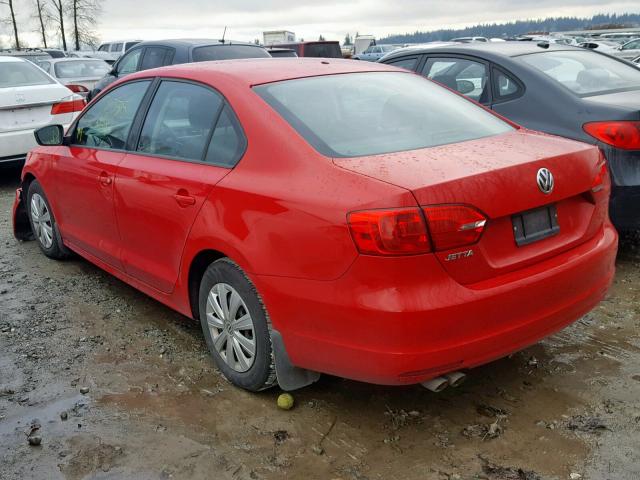 3VW2K7AJXDM384999 - 2013 VOLKSWAGEN JETTA BASE RED photo 3