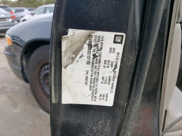 2G4WB52K321151160 - 2002 BUICK REGAL LS BLACK photo 10