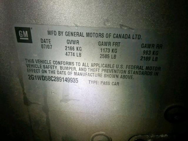 2G1WD58C289149935 - 2008 CHEVROLET IMPALA SUP Күміс фото 10