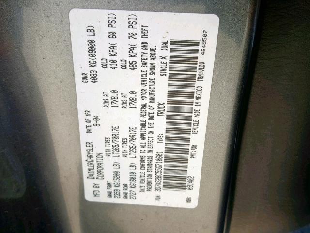 3D7KS28C55G710601 - 2005 DODGE RAM 2500 S Gümüş foto 10