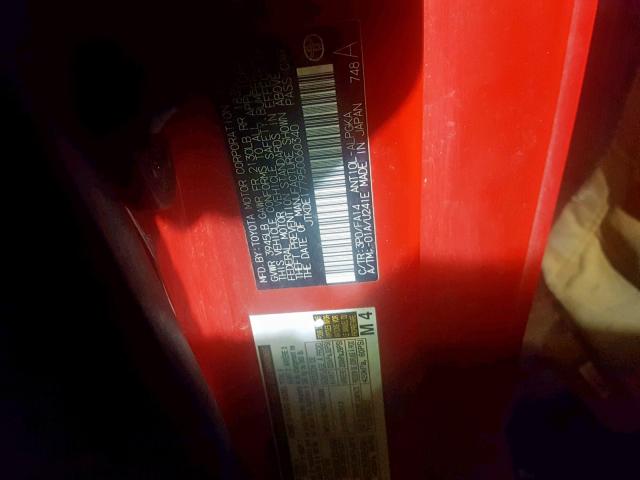 JTKDE177950060340 - 2005 TOYOTA SCION TC 红色 照片 10