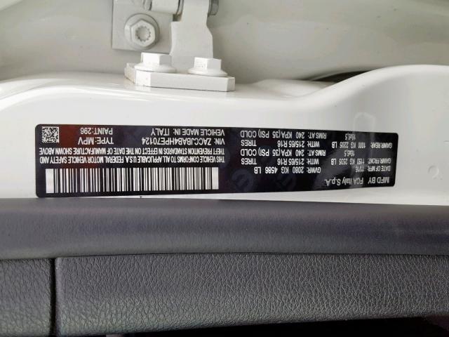 ZACCJBAB4HPE70124 - 2017 JEEP RENEGADE S 白色 照片 10