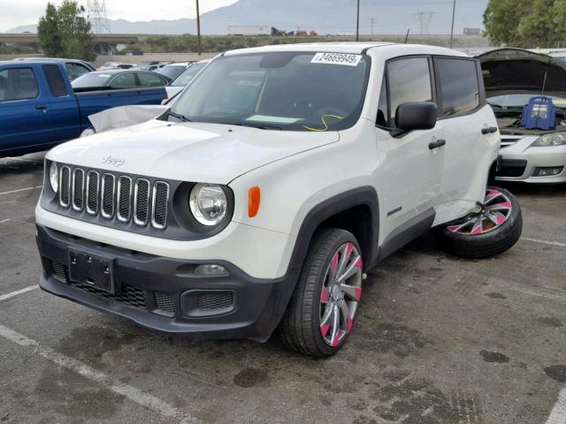 ZACCJBAB4HPE70124 - 2017 JEEP RENEGADE S WHITE photo 2