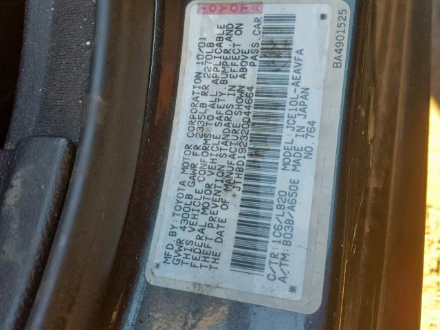 JTHBD192320044664 - 2002 LEXUS IS 300 GRAY photo 10