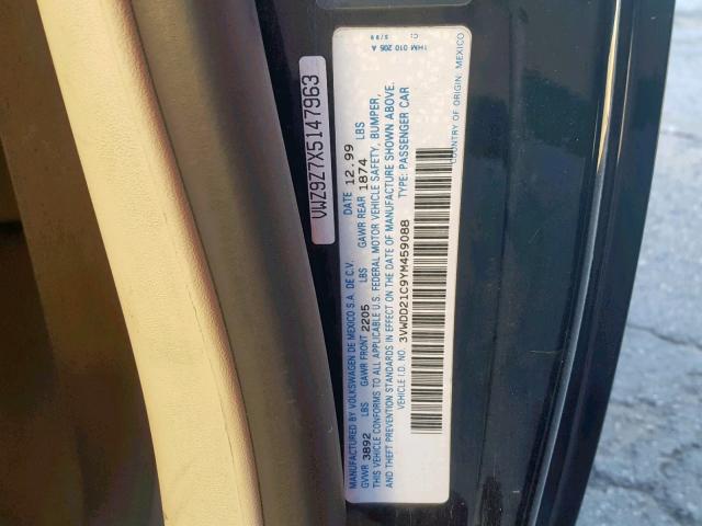 3VWDD21C9YM459088 - 2000 VOLKSWAGEN NEW BEETLE Schwarz Foto 10