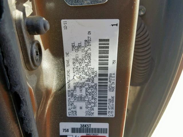 5TFEY5F11CX120428 - 2012 TOYOTA TUNDRA CRE GRAY photo 10