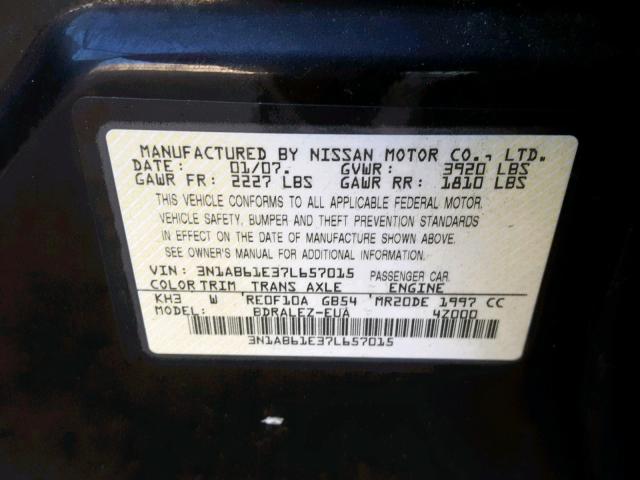 3N1AB61E37L657015 - 2007 NISSAN SENTRA 2.0 BLACK photo 10