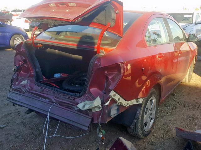 1G1JA5SH3D4182740 - 2013 CHEVROLET SONIC LS 红色 照片 4