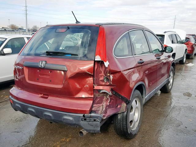 JHLRE483X7C029581 - 2007 HONDA CR-V LX RED photo 4