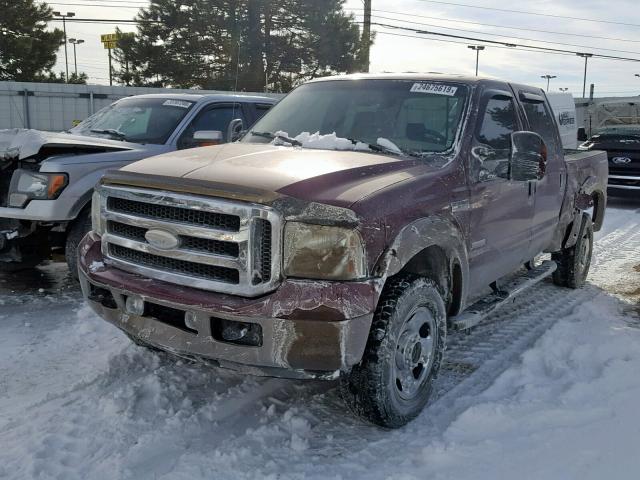 1FTWW31P05EC80356 - 2005 FORD F350 SRW S MAROON photo 2