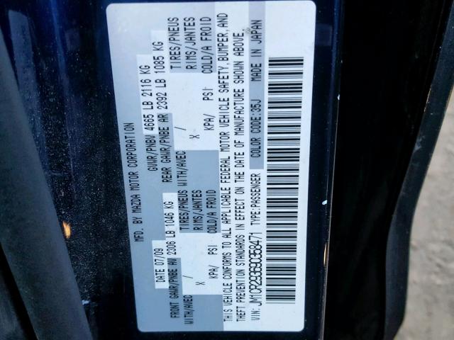 JM1CR293690358471 - 2009 MAZDA 5 BLUE photo 10