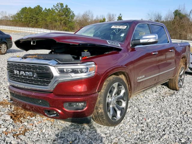 1C6SRFHT1KN607697 - 2019 RAM 1500 LIMIT BURGUNDY photo 2