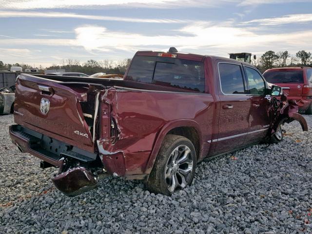 1C6SRFHT1KN607697 - 2019 RAM 1500 LIMIT BURGUNDY photo 4