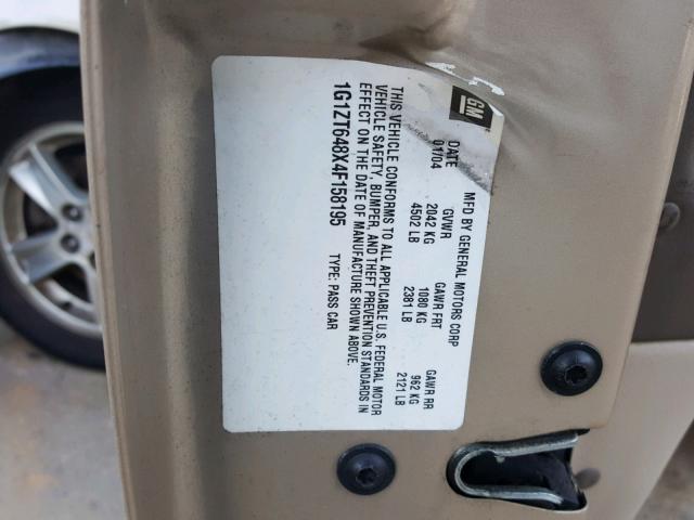 1G1ZT648X4F158195 - 2004 CHEVROLET MALIBU MAX 金色 照片 10