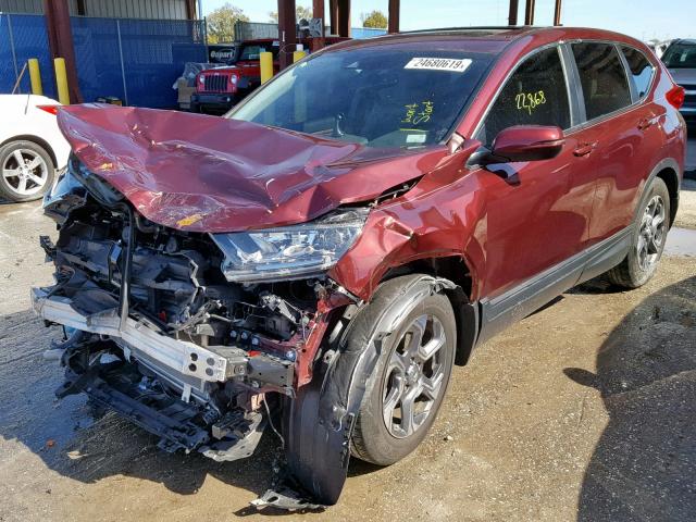 5J6RW1H89HL004767 - 2017 HONDA CR-V EXL BURGUNDY photo 2