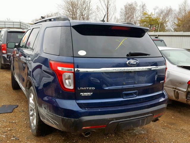 1FMHK8F81CGA52205 - 2012 FORD EXPLORER L BLUE photo 3