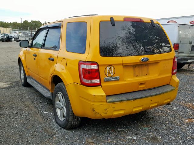 1FMCU4K33AKA13536 - 2010 FORD ESCAPE HYB YELLOW photo 3