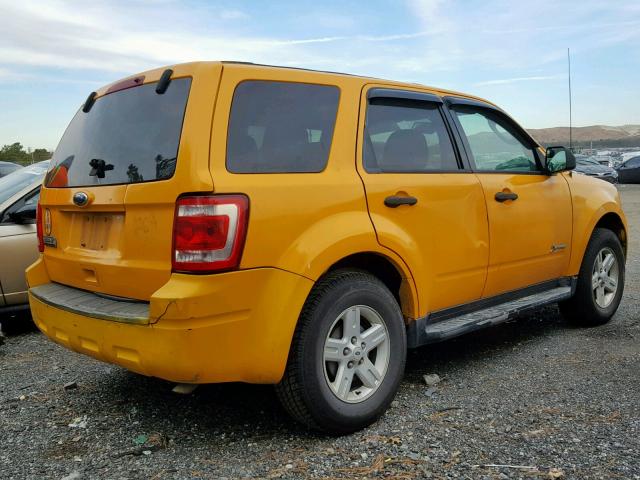 1FMCU4K33AKA13536 - 2010 FORD ESCAPE HYB YELLOW photo 4