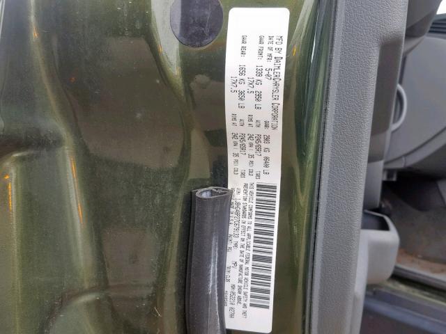 1J8HG48P27C679133 - 2007 JEEP COMMANDER GREEN photo 10