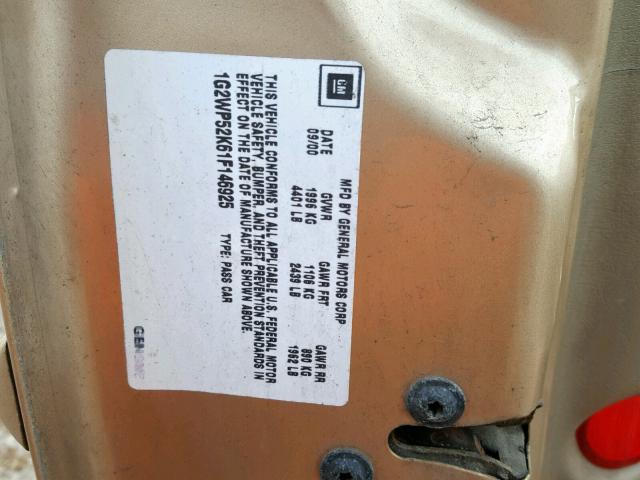 1G2WP52K61F146925 - 2001 PONTIAC GRAND PRIX BURN photo 10