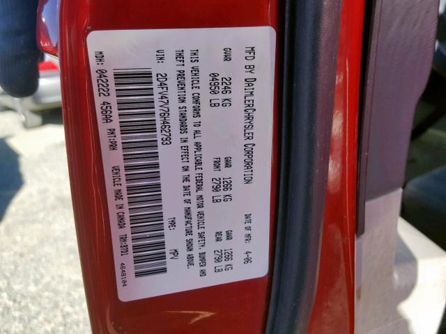 2D4FV47V76H462793 - 2006 DODGE MAGNUM SXT RED photo 10