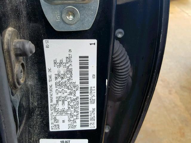 5TFRU5F15CX026758 - 2012 TOYOTA TUNDRA DOU BLACK photo 10