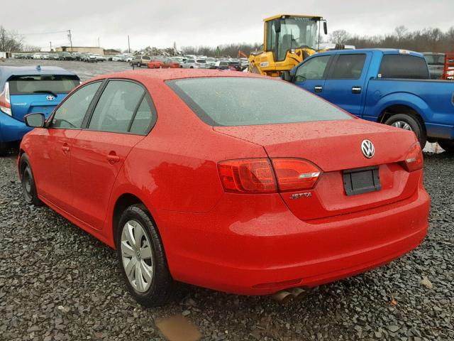 3VW2K7AJ1BM112337 - 2011 VOLKSWAGEN JETTA BASE RED photo 3