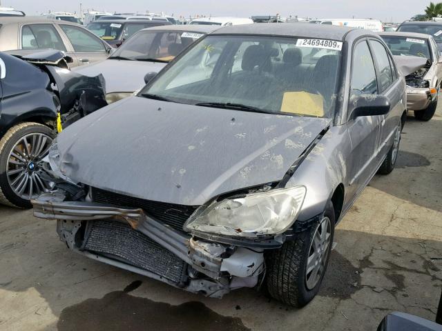 2HGES16365H620749 - 2005 HONDA CIVIC DX V GRAY photo 2